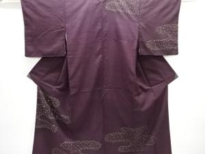 アンティーク　ヱ霞模様刺繍手織り紬着物